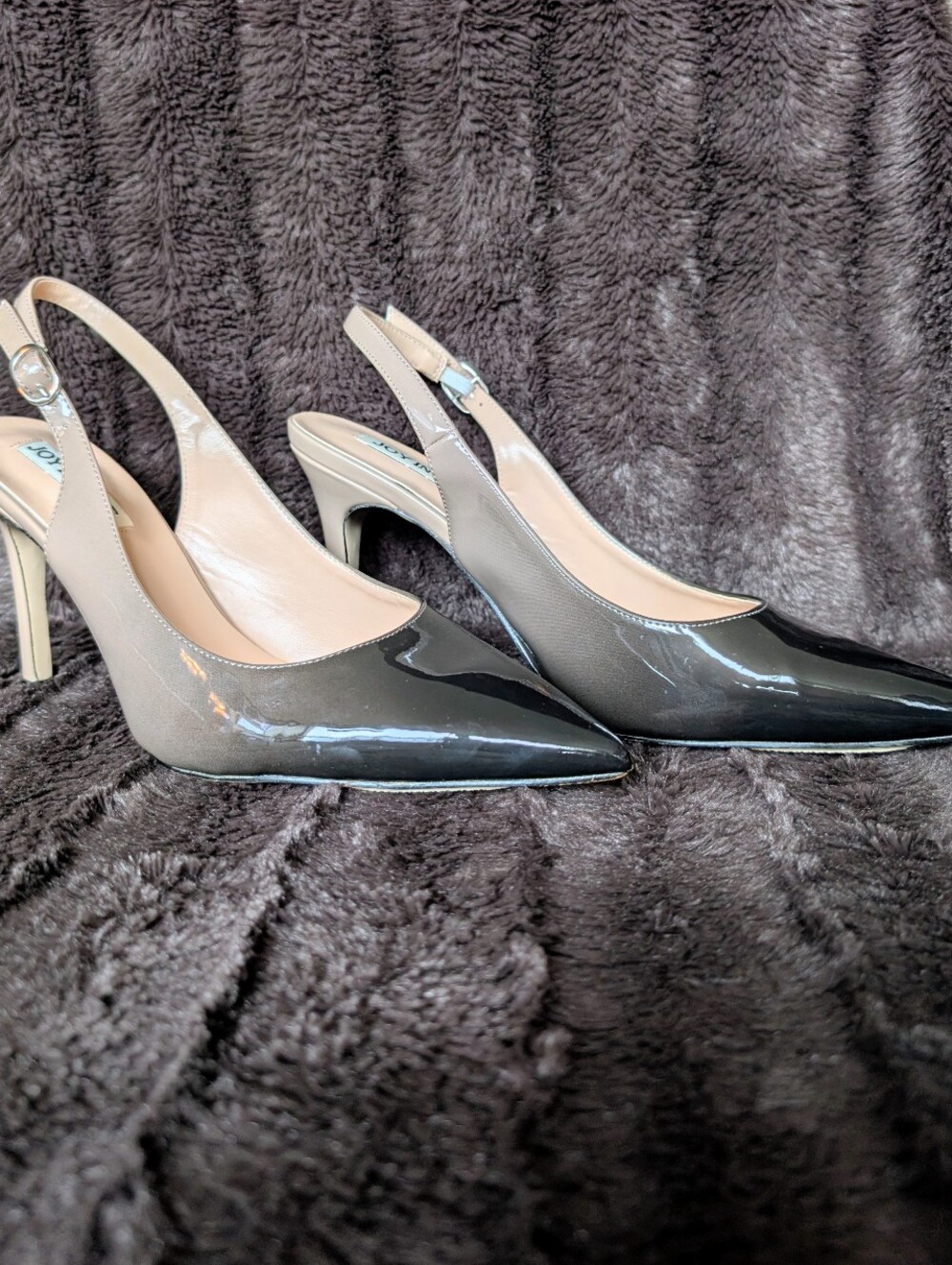 Sleek Ombre High Heel Slingback Pumps — Black To Nude Color 8